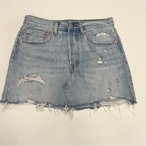 Levi’s Denim Mini Skirt Size 30 Premium High Rise Deconstructed Distressed
